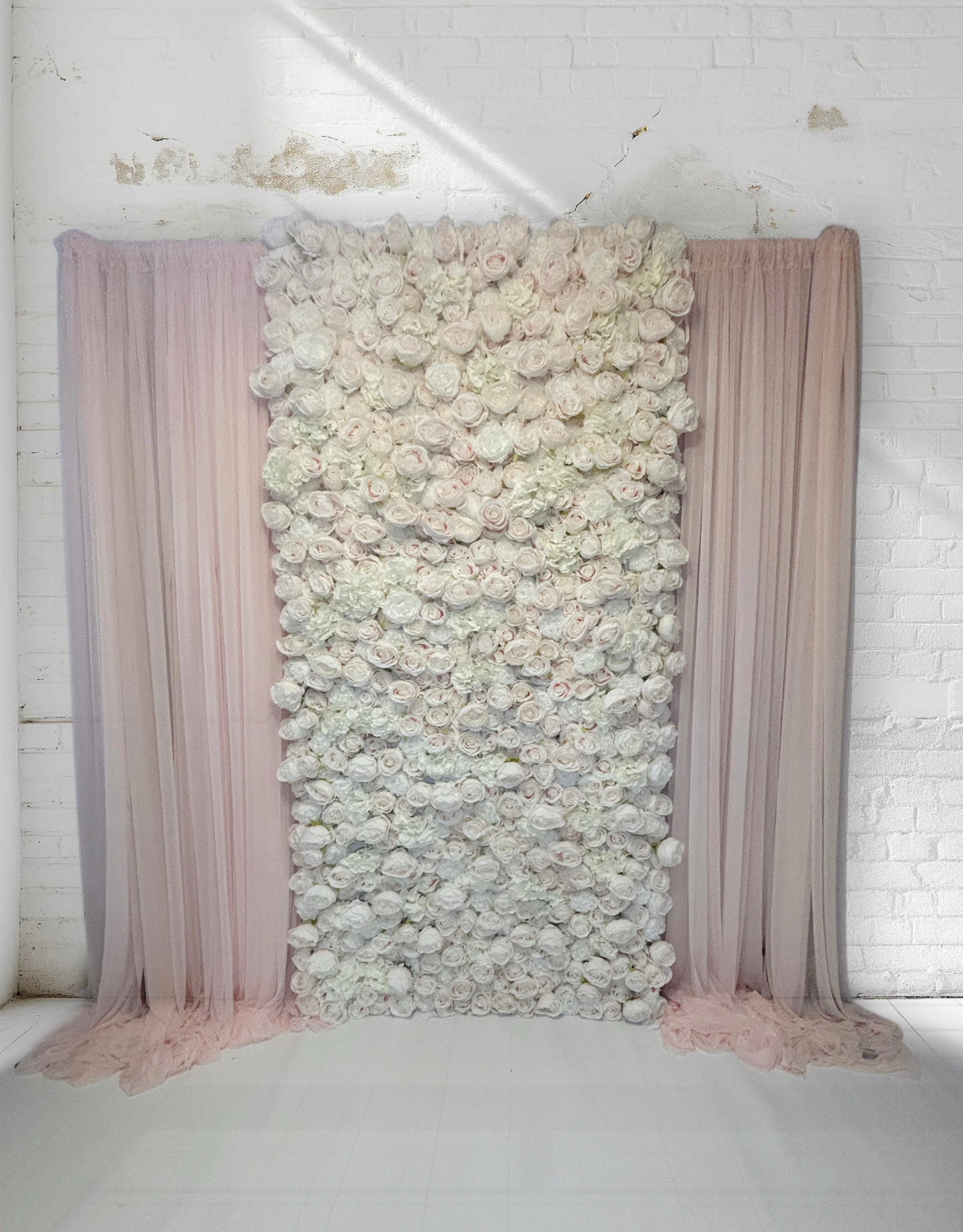 Blush Flower Wall with Chiffon Drapping